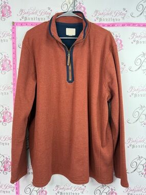 Mountain equipment Men's Half-Zip Sweater in Rust with Contrast Trim